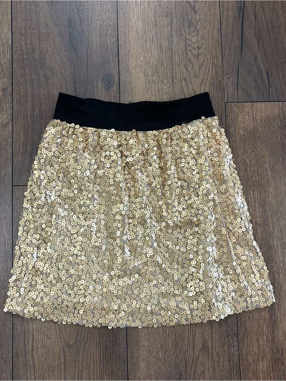 Y2K Gold Sequin Mini Skirt, Eight Sixty, Size Small